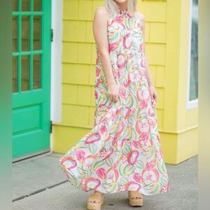 MICHELLE MCDOWELL Bethany‎ Copacabana Maxi Dress White Floral Size Medium